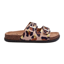 Klapki Damskie Z Klamrami Beżowo-Brązowe Oliena beżowy