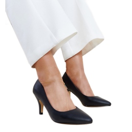 Czarne szpilki ze skórzaną wkładką Hafa