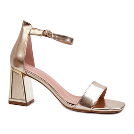 Sandały Na Słupku Złote Pholia złoty