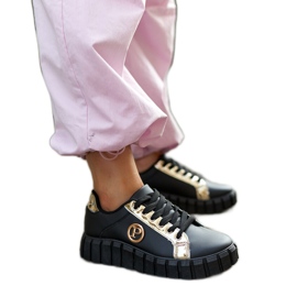 Czarno-złote sneakersy na masywnej podeszwie Bionda czarne