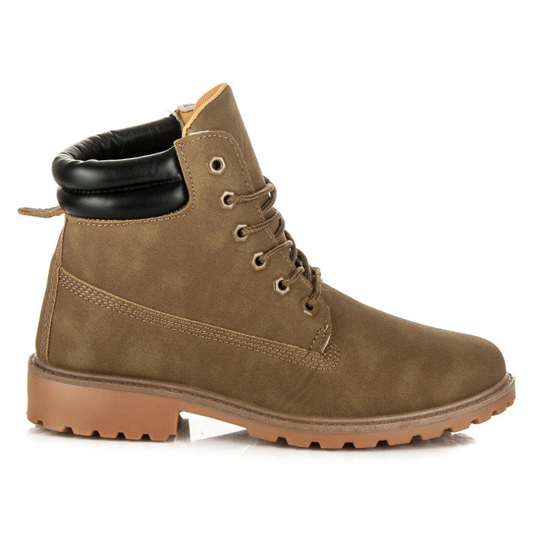 Seastar Botki Damskie Traperki brązowe zielone