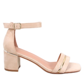 Sandałki na niskim obcasie Marroc Beige beżowy