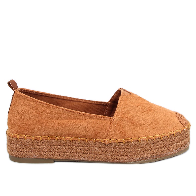 Espadryle na grubej podeszwie Poulain Camel brązowe