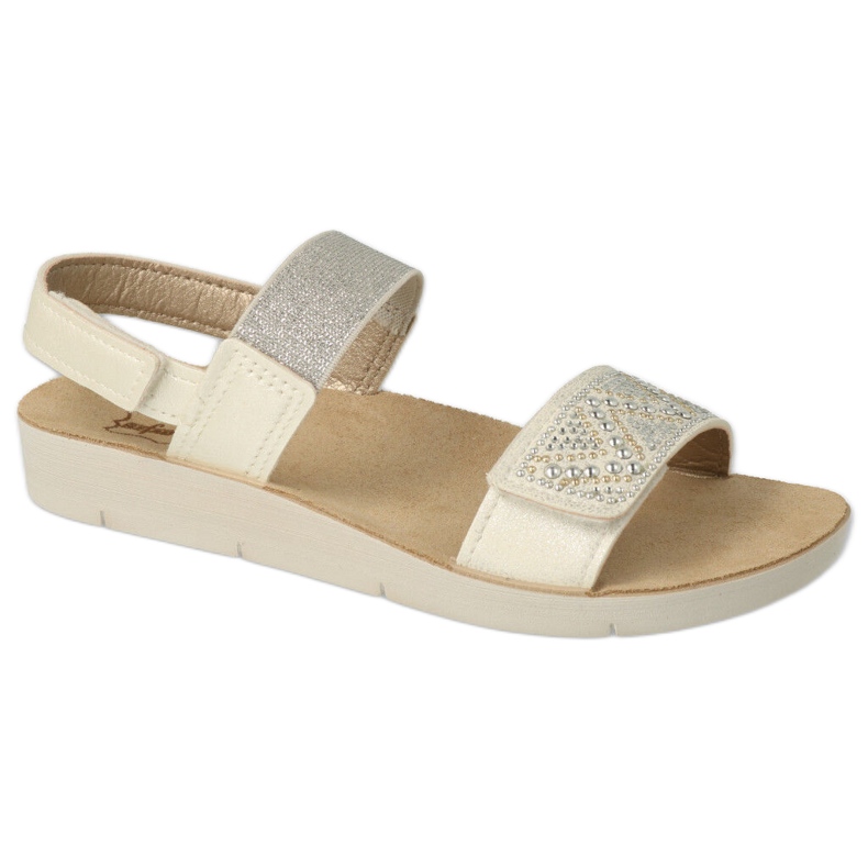 Befado sandałki dziecięce 068Y001 z cekinami białe