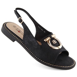 Sandały komfortowe z ozdobą S.Barski W OLI256A czarne