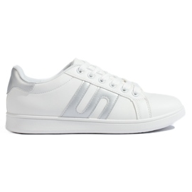 Biało-srebrne trampki damskie białe