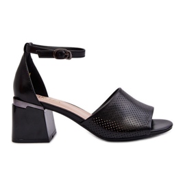 Vinceza Sandały Damskie Na Obcasie Z Eko Skóry Czarne Horissa