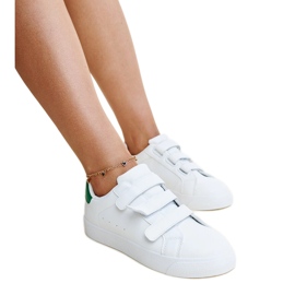 Biało-zielone sneakersy na rzepy Samala białe
