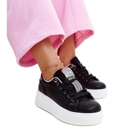 Czarno-srebrne sneakersy z cyrkoniami Maurizia czarne