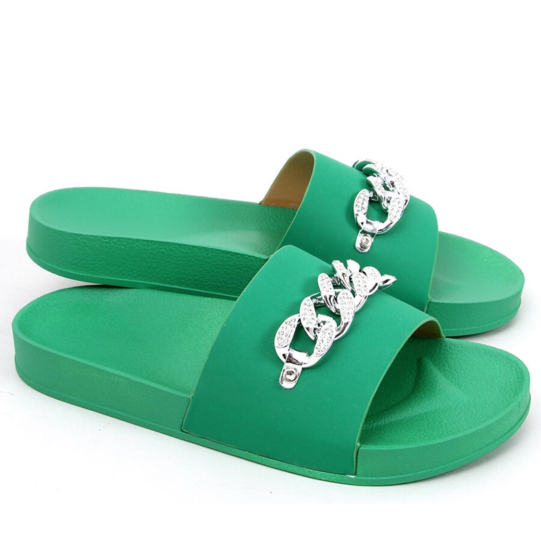 Klapki z łańcuchem Tilia Green zielone