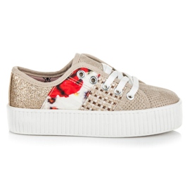 Kylie Trampki na platformie abstract print brązowe