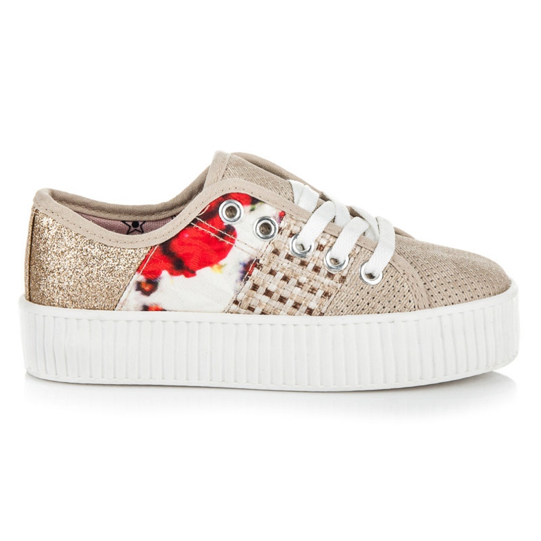 Kylie Trampki na platformie abstract print brązowe