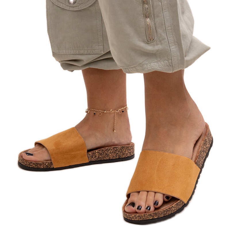 Klasyczne klapki na korkowej podeszwie Matilte brązowe