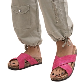 Kapki na korkowej podeszwie z połyskiem Ribera różowe