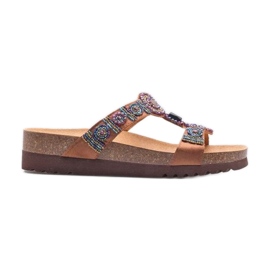 Klapki Scholl New Bogota Wedge F26607-1011 brązowe