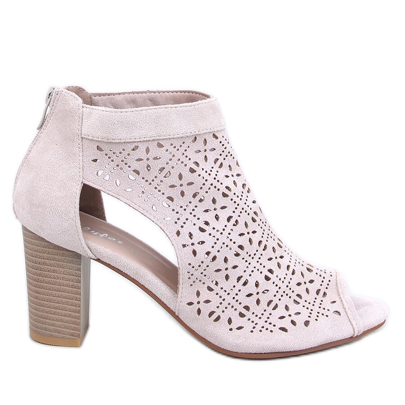 Ażurowe botki open toe Pierre Beige beżowy