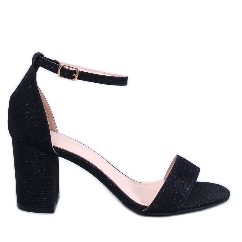 Sandałki na obcasie opalizujące Yanas Black czarne