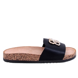 Klapki korkowe z cyrkoniami Ibanei Black czarne