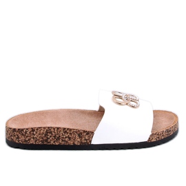 Klapki korkowe z cyrkoniami Ibanei White białe