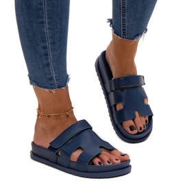 Granatowe klapki na rzep Kassis niebieskie