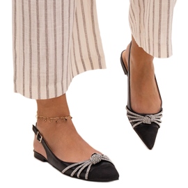 Balerinki ze szpiczastym noskiem i cyrkoniami Sellar czarne