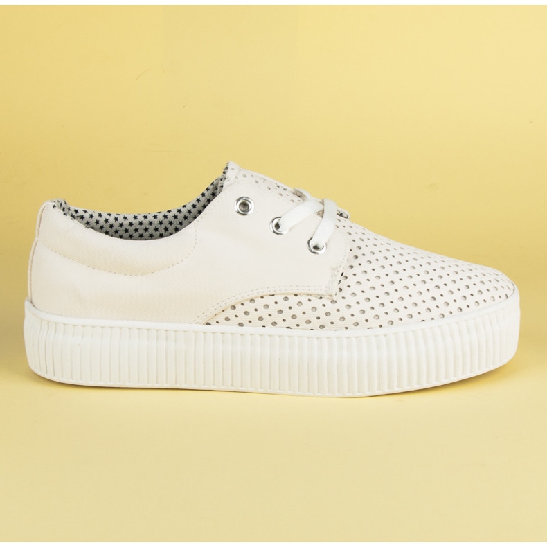 Kylie Ażurowe trampki na platformie białe