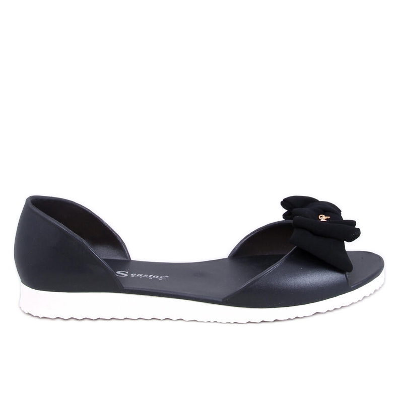 Baleriny meliski open toe Agathe Black czarne