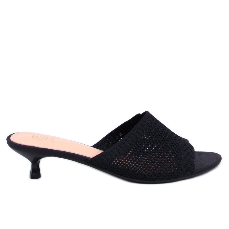 Klapki ażurowe na kaczuszce Bertini Black czarne