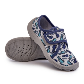 Kapcie Dziecięce Na Rzep Befado 974X529 Szaro-Granatowe szare