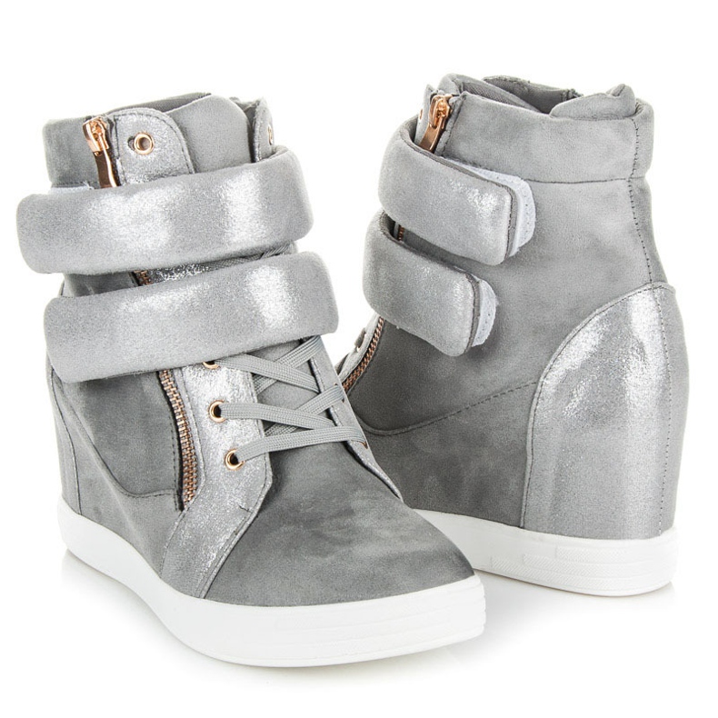 Modne Sneakersy Na Rzepy szare