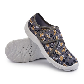 Wygodne Kapcie Chłopięce Na Rzep Befado 974Y552 Szare