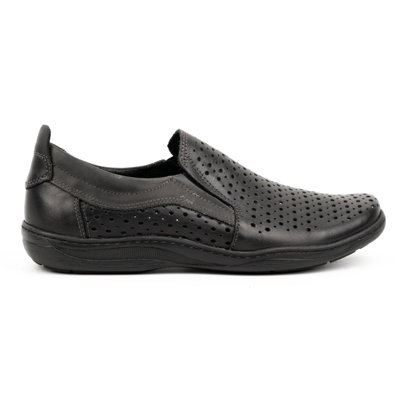 Olivier Mokasyny męskie ażurowe na lato 662 czarne