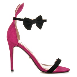 Marquiz Sandały z uszkami i kokardką różowe