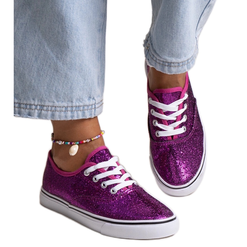 Różowe błyszczące tenisówki Merri