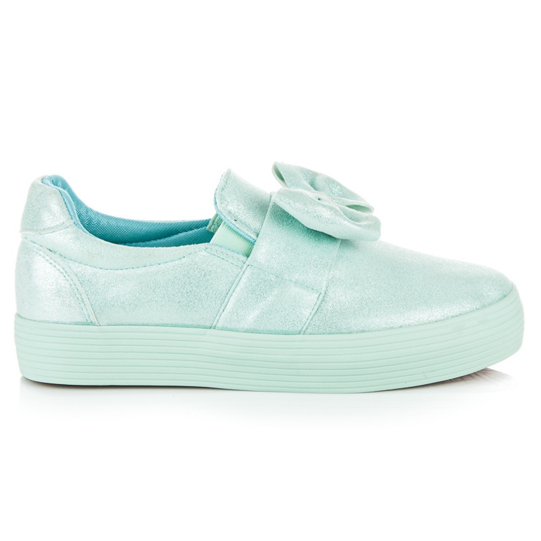 Slipony Na Platformie Z Kokardą zielone