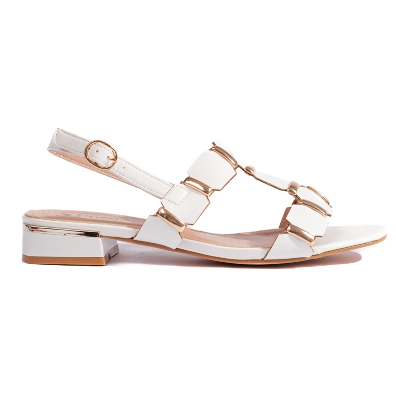 Białe stylowe płaskie sandały