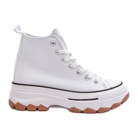 Wysokie Trampki Damskie Na Platformie Białe Valvia