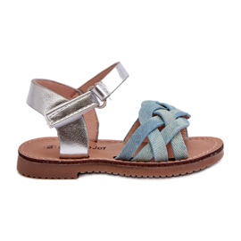 Sandałki Dziecięce Zapinane Na Rzep Z Przeplatającymi Się Paseczkami Niebieskie