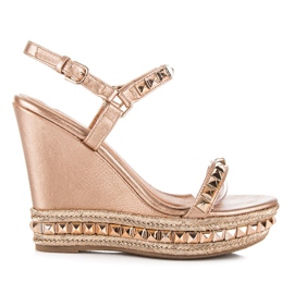 Comer Sandały Na Koturnie Z Dżetami różowe