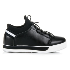 Ideal Shoes Czarne sportowe obuwie wiązane