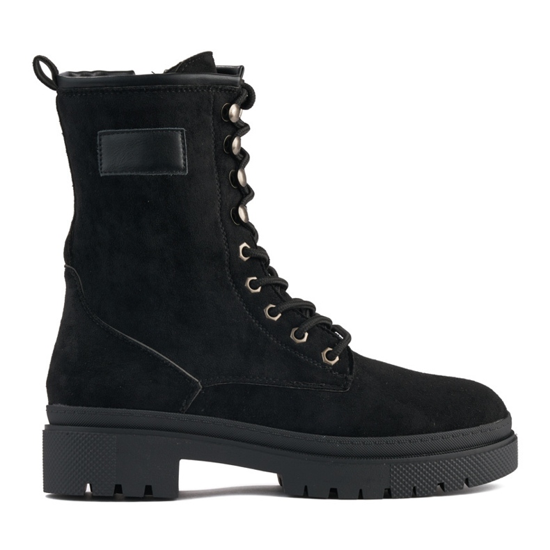 Czarne zamszowe damskie workery