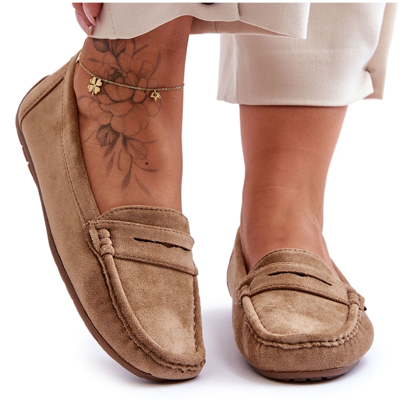 Damskie Zamszowe Mokasyny Brązowe Lenvie