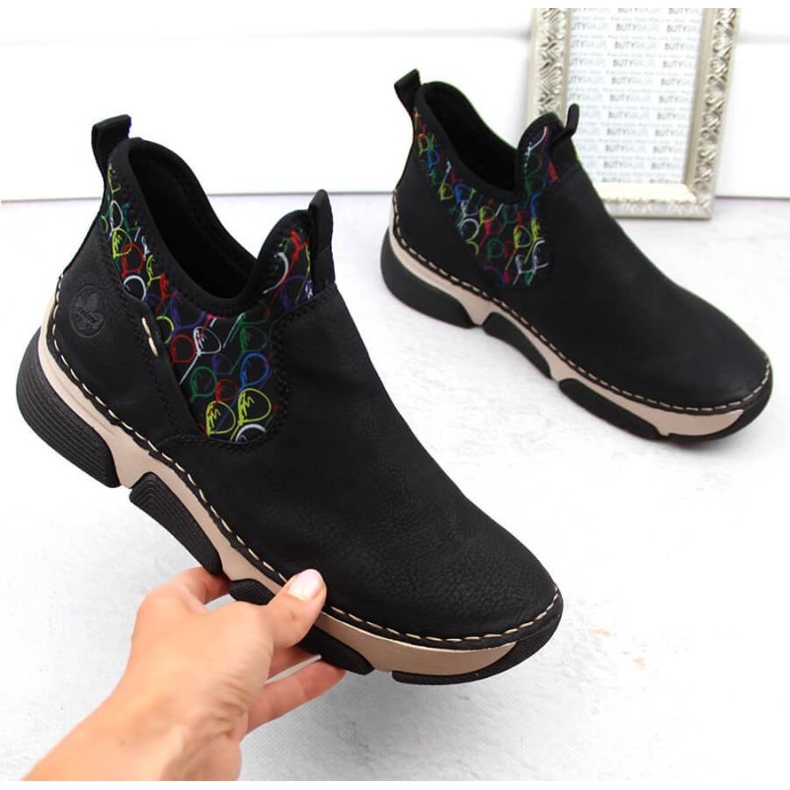 Komfortowe Rieker 45957-00 W RKR697 czarne