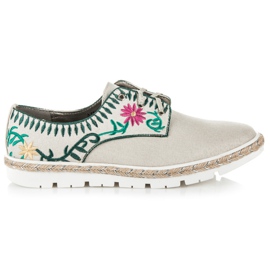 Kylie Obuwie damskie z haftem brązowe