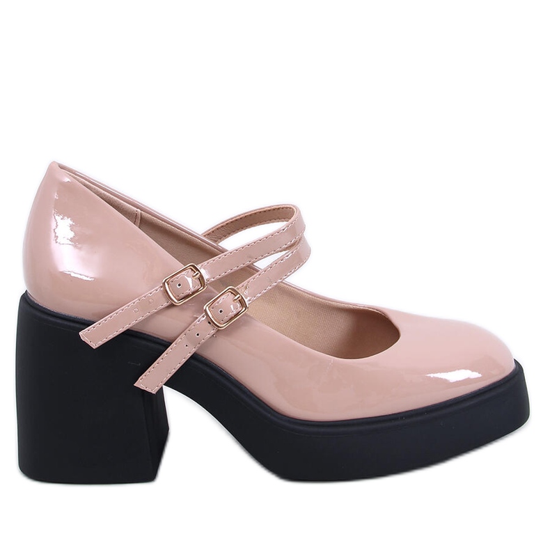 Czółenka na szerokim obcasie Lorai Khaki beżowy