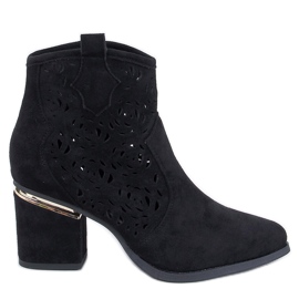 Botki ażurowe na obcasie Donovan Black czarne