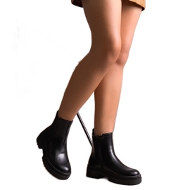 Czarne ocieplane klasyczne wsuwane botki Edina