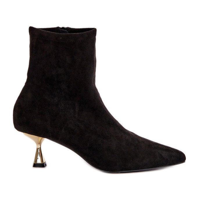 Botki Damskie Na Szpilce Eko Zamszowe Z Noskami W Szpic Czarne Irithare