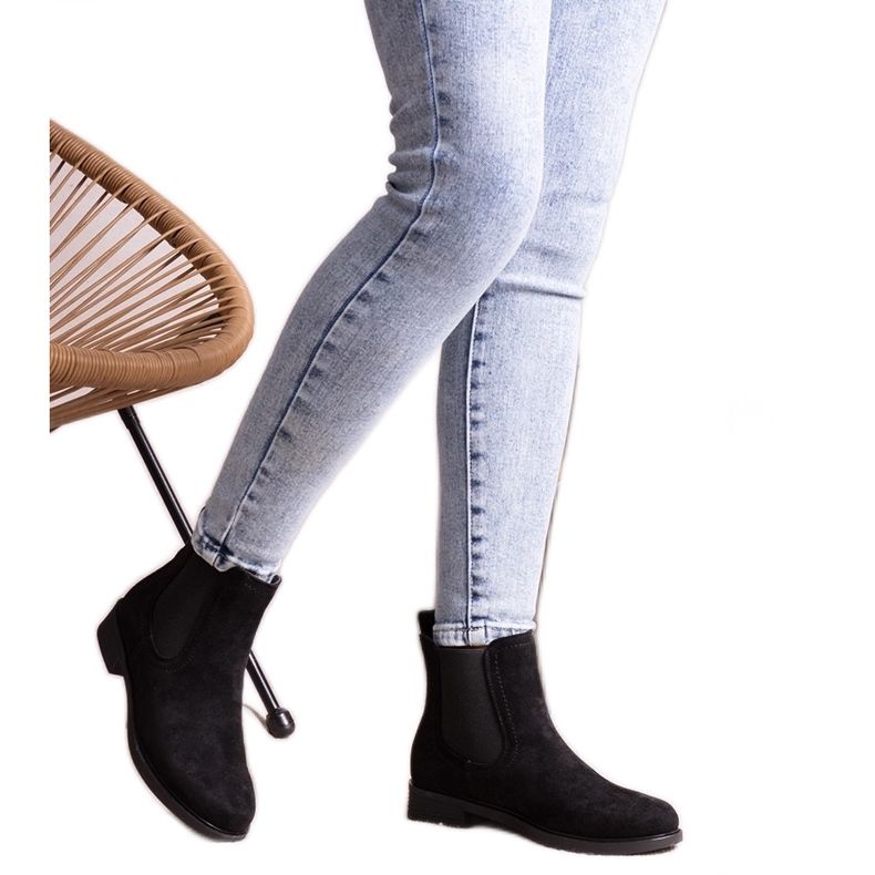 Czarne Wsuwabe Botki Szamirana