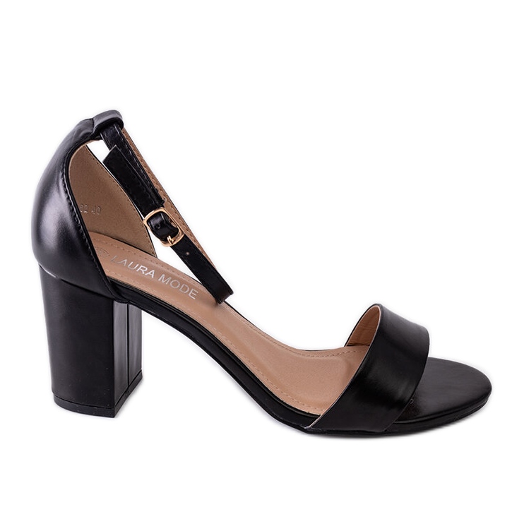 Czarne sandałki na słupku Asgha